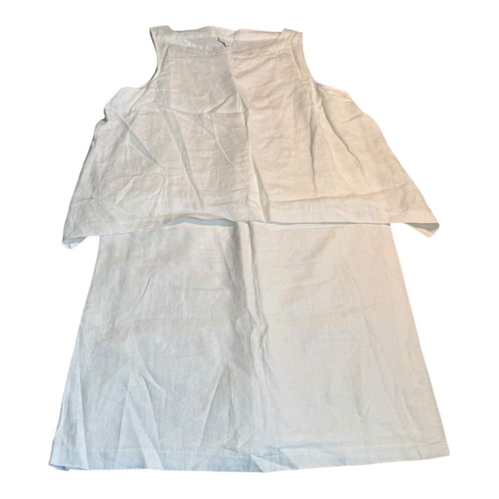 J Jill Pure Linen Blend Sleeveless Layered Midi Dress‎ White Size L Summer women